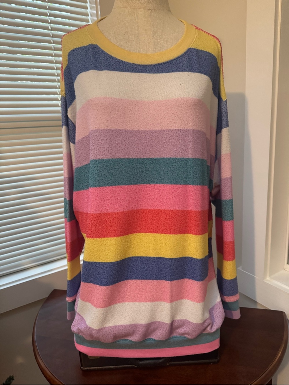 Wildfox Rainbow Striped Oversized Sweatshirt